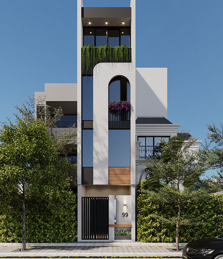 mau thiet ke ngoai that nha pho 4 tang dep 0