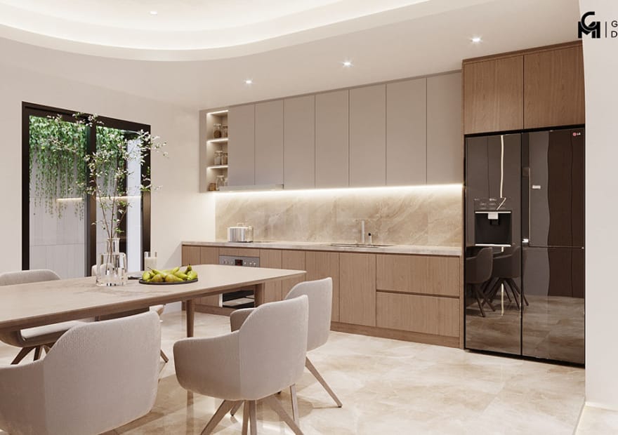 mau thiet ke nha pho 4 tang phong bep dep 2