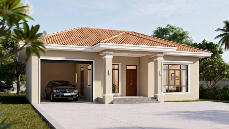 mau nha cap 4 dep mai thai co gara oto